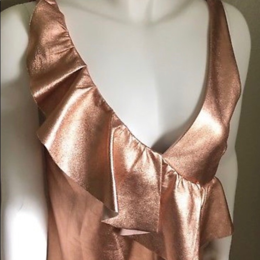 ZARA ROSE-GOLD RUFFLE MINI DRESS - Picture 5 of 10